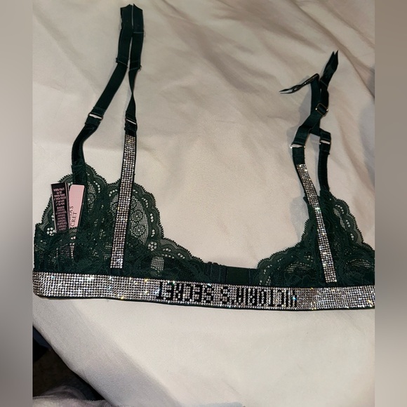 Victoria secret green envy laced shiny strap garter belt - Picture 10 of 10